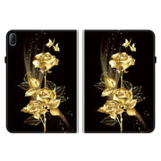 For Huawei MatePad SE 11 2024 Crystal Texture Painted Leather Smart Tablet Case(Gold Butterfly Rose)
