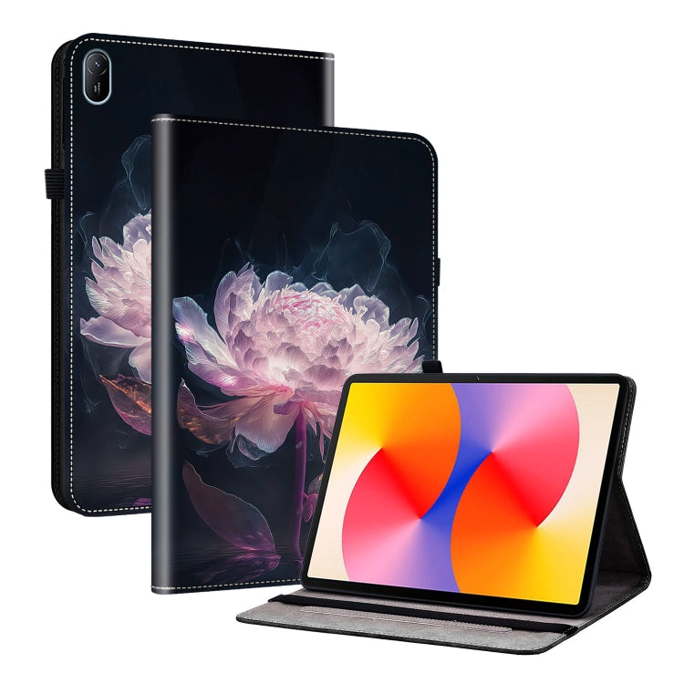 For Huawei MatePad SE 11 2024 Crystal Texture Painted Leather Smart Tablet Case(Purple Peony) - Huawei by PMC TechLife | Online Shopping South Africa | PMC TechLife | Buy Now Pay Later Mobicred