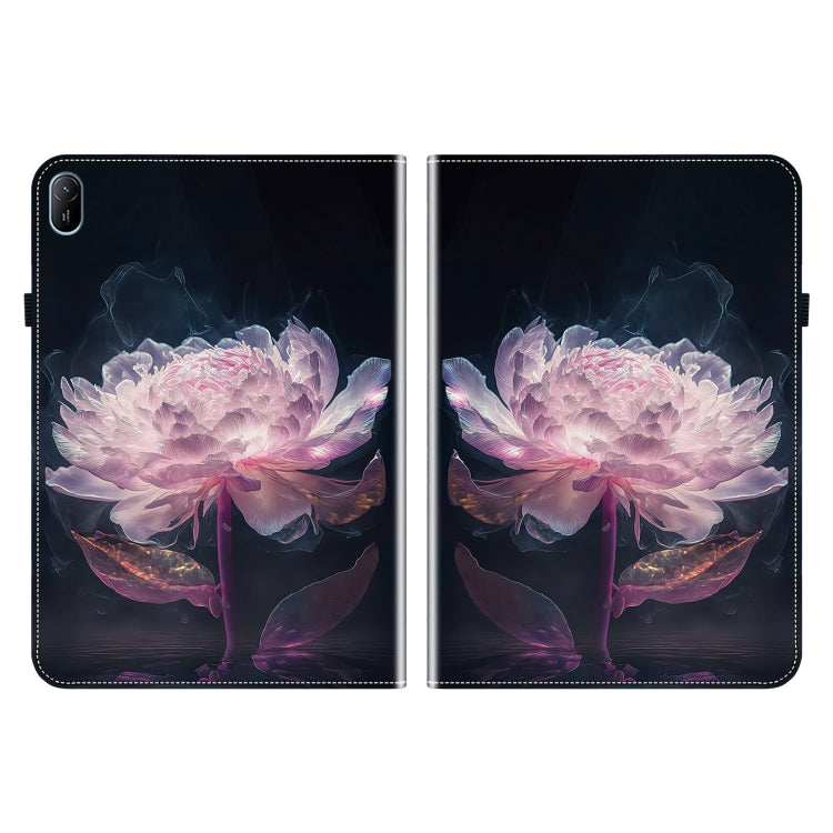 For Huawei MatePad SE 11 2024 Crystal Texture Painted Leather Smart Tablet Case(Purple Peony) - Huawei by PMC TechLife | Online Shopping South Africa | PMC TechLife | Buy Now Pay Later Mobicred