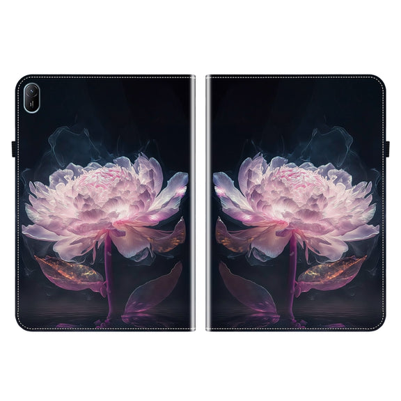 For Huawei MatePad SE 11 2024 Crystal Texture Painted Leather Smart Tablet Case(Purple Peony)
