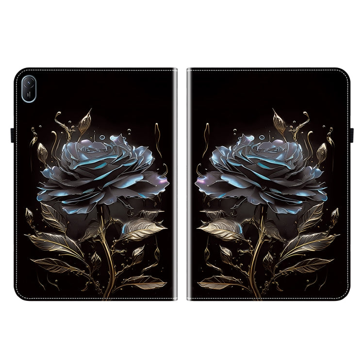 For Huawei MatePad SE 11 2024 Crystal Texture Painted Leather Smart Tablet Case(Black Rose) - Huawei by PMC TechLife | Online Shopping South Africa | PMC TechLife | Buy Now Pay Later Mobicred