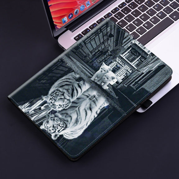 For OPPO Pad Air Crystal Texture Painted Leather Tablet Case(Cat Reflection Tiger)