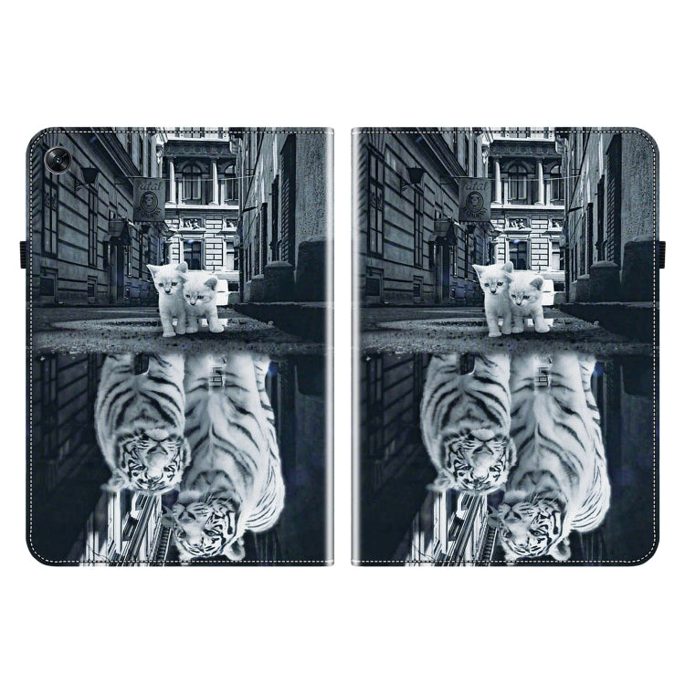 For OPPO Pad Air Crystal Texture Painted Leather Tablet Case(Cat Reflection Tiger)