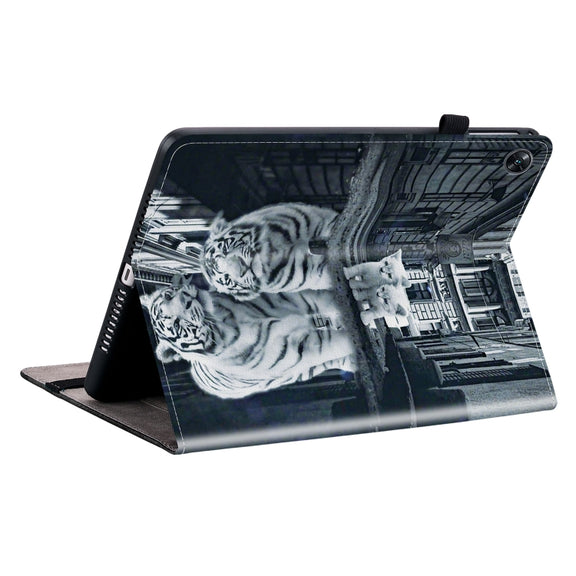 For OPPO Pad Air Crystal Texture Painted Leather Tablet Case(Cat Reflection Tiger)