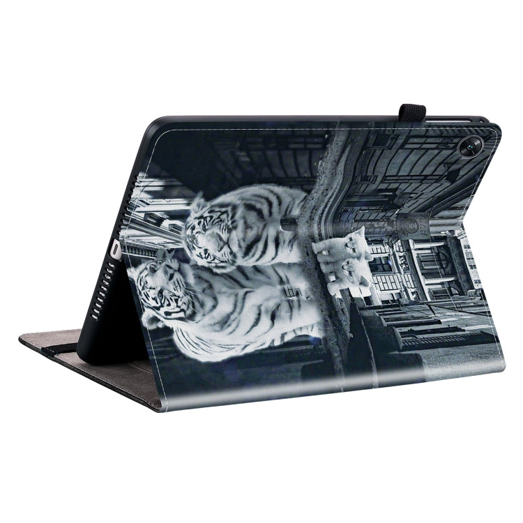 For OPPO Pad Air Crystal Texture Painted Leather Tablet Case(Cat Reflection Tiger)