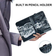 For OPPO Pad Air Crystal Texture Painted Leather Tablet Case(Cat Reflection Tiger)