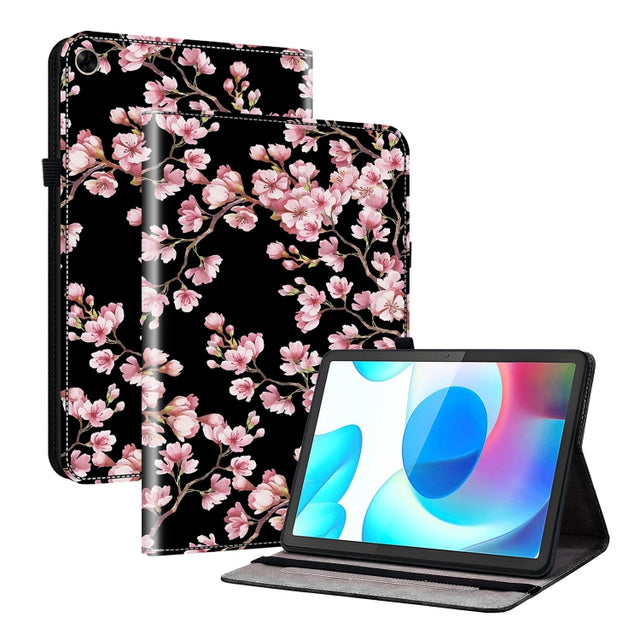 For Realme Pad 10.4 Crystal Texture Painted Leather Tablet Case(Plum Bossom)