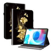 For Realme Pad 10.4 Crystal Texture Painted Leather Tablet Case(Gold Butterfly Rose)
