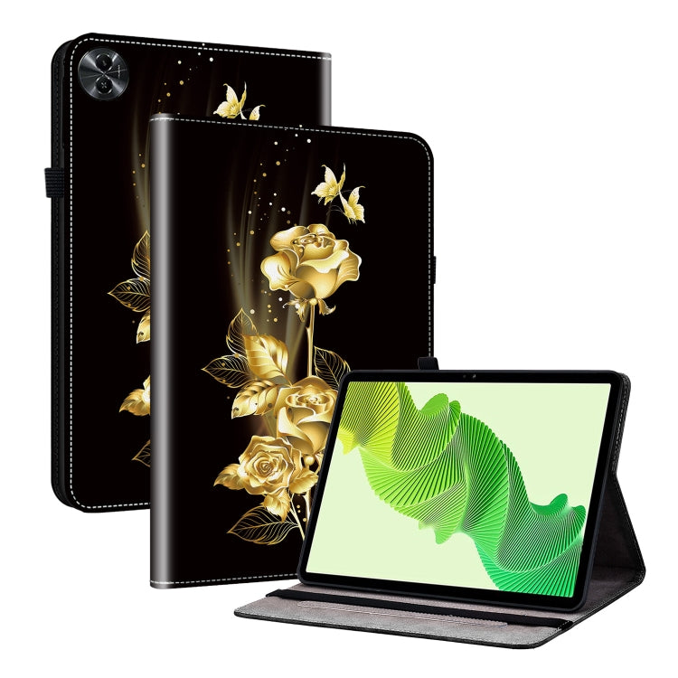 For Realme Pad 2 11.5 Crystal Texture Painted Leather Tablet Case(Gold Butterfly Rose) - Realme by PMC TechLife | Online Shopping South Africa | PMC TechLife | Buy Now Pay Later Mobicred