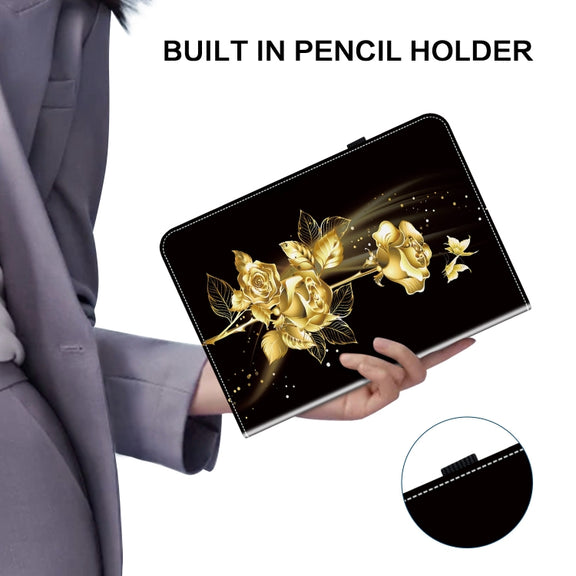 For Realme Pad 2 11.5 Crystal Texture Painted Leather Tablet Case(Gold Butterfly Rose)