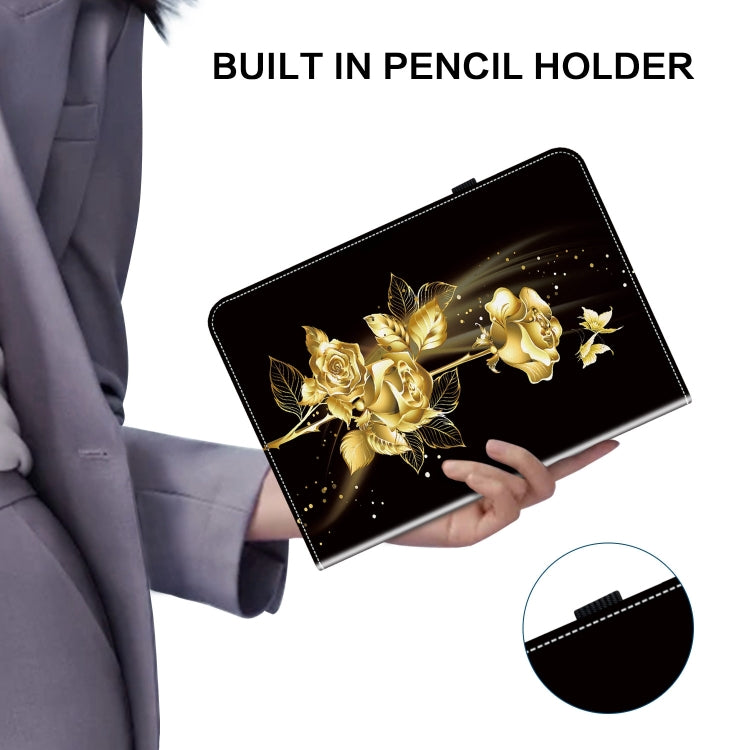 For Realme Pad X Crystal Texture Painted Leather Tablet Case(Gold Butterfly Rose)