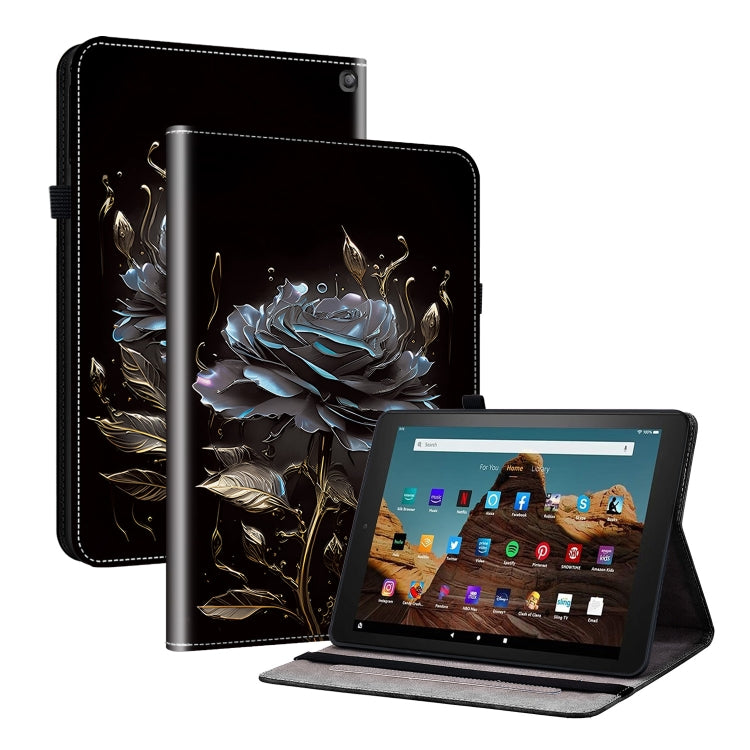 For Amazon Fire HD 10 2019/2017 Crystal Texture Painted Leather Smart Tablet Case(Black Rose) - Amazon by PMC TechLife | Online Shopping South Africa | PMC TechLife | Buy Now Pay Later Mobicred