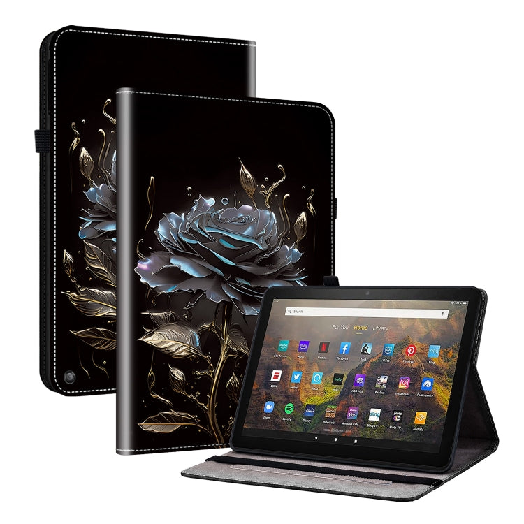 For Amazon Fire HD10 / HD10 Plus 2021 Crystal Texture Painted Leather Smart Tablet Case(Black Rose) - Amazon by PMC TechLife | Online Shopping South Africa | PMC TechLife | Buy Now Pay Later Mobicred
