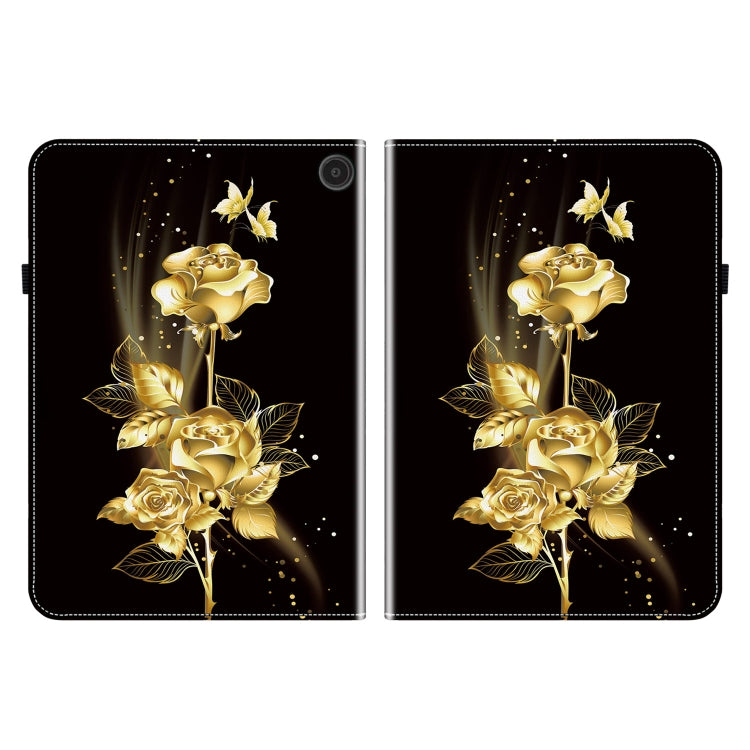 For Amazon Fire Max 11 Crystal Texture Painted Leather Tablet Case(Gold Butterfly Rose) - Amazon by PMC TechLife | Online Shopping South Africa | PMC TechLife | Buy Now Pay Later Mobicred