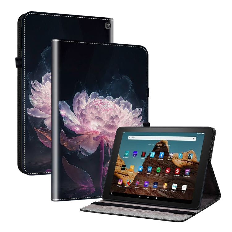 For Amazon Fire HD10 2023 Crystal Texture Painted Leather Tablet Case(Purple Peony) - Amazon by PMC TechLife | Online Shopping South Africa | PMC TechLife | Buy Now Pay Later Mobicred