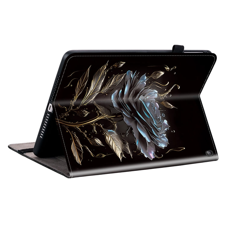 For Amazon Fire HD10 2023 Crystal Texture Painted Leather Tablet Case(Black Rose)