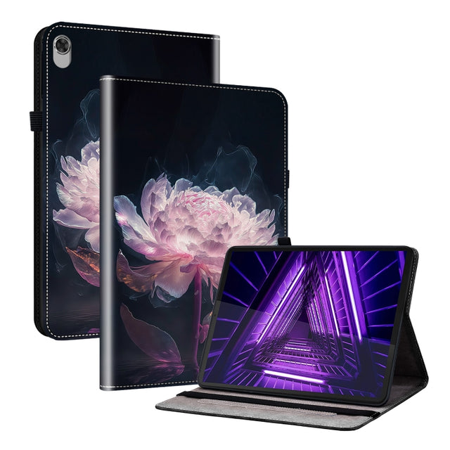 For Lenovo M10 Plus 10.3 Crystal Texture Painted Leather Tablet Case(Purple Peony) - Lenovo by PMC TechLife | Online Shopping South Africa | PMC TechLife | Buy Now Pay Later Mobicred