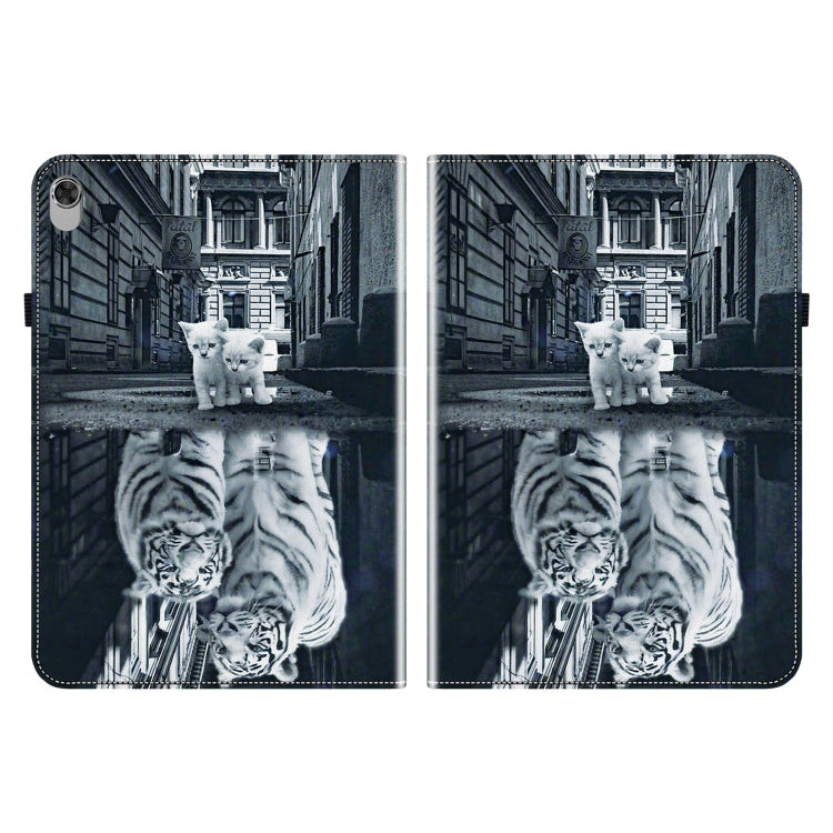 For Lenovo M10 Plus 10.3 Crystal Texture Painted Leather Tablet Case(Cat Reflection Tiger) - free shipping - PMC TechLife - Order now!