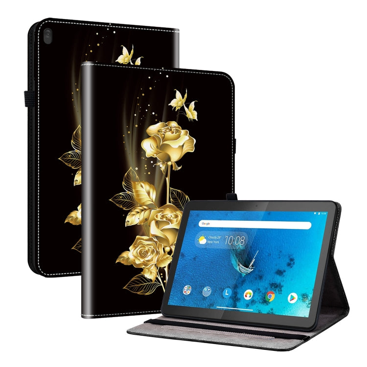 For Lenovo Tab M10 X605 / M10 HD X505 Crystal Texture Painted Leather Tablet Case(Gold Butterfly Rose) - Lenovo by PMC TechLife | Online Shopping South Africa | PMC TechLife | Buy Now Pay Later Mobicred