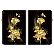 For Lenovo Tab M10 X605 / M10 HD X505 Crystal Texture Painted Leather Tablet Case(Gold Butterfly Rose)