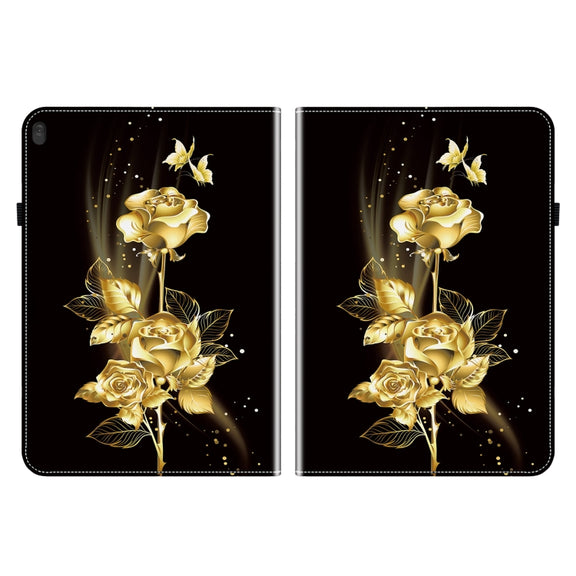 For Lenovo Tab M10 X605 / M10 HD X505 Crystal Texture Painted Leather Tablet Case(Gold Butterfly Rose)