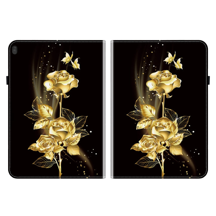For Lenovo Tab M10 X605 / M10 HD X505 Crystal Texture Painted Leather Tablet Case(Gold Butterfly Rose)