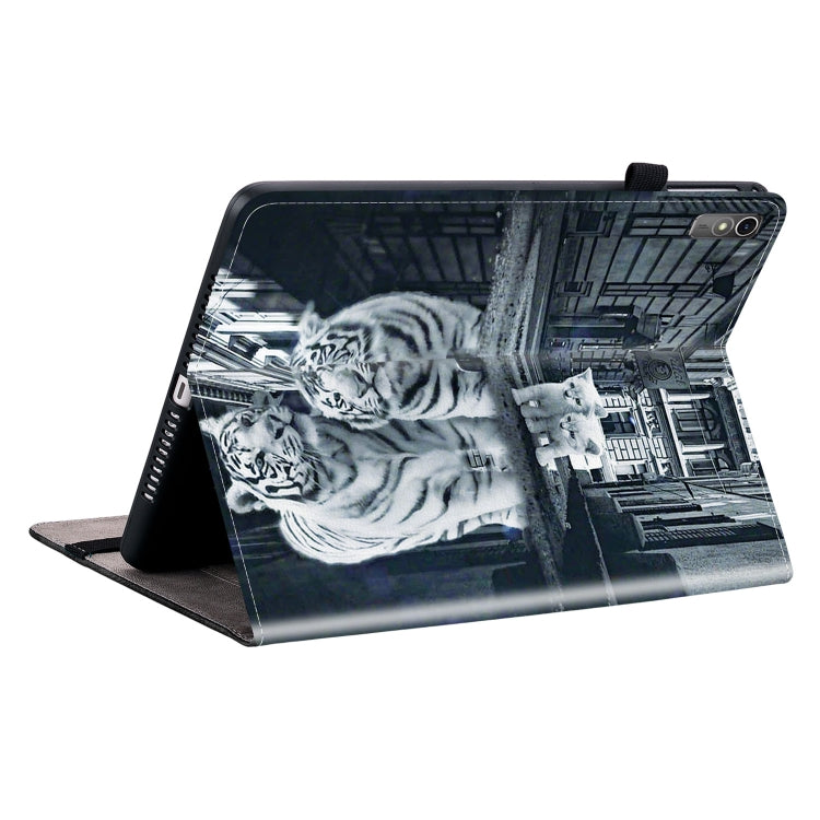 For Lenovo Tab M10 5G 2023 Crystal Texture Painted Leather Tablet Case(Cat Reflection Tiger) - Lenovo by PMC TechLife | Online Shopping South Africa | PMC TechLife | Buy Now Pay Later Mobicred