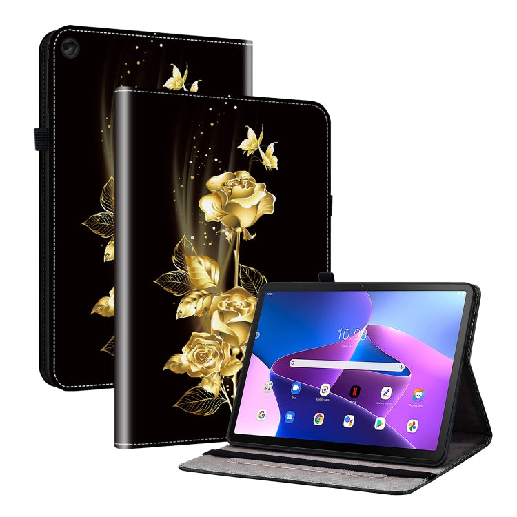 For Lenovo Tab M10 Plus HD 10.6 3rd Gen Crystal Texture Painted Leather Tablet Case(Gold Butterfly Rose) - Lenovo by PMC TechLife | Online Shopping South Africa | PMC TechLife | Buy Now Pay Later Mobicred