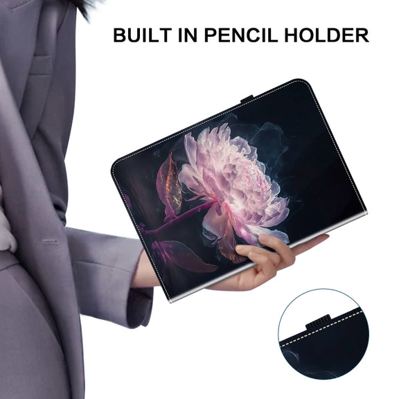 For Lenovo Tab M10 Plus HD 10.6 3rd Gen Crystal Texture Painted Leather Tablet Case(Purple Peony)