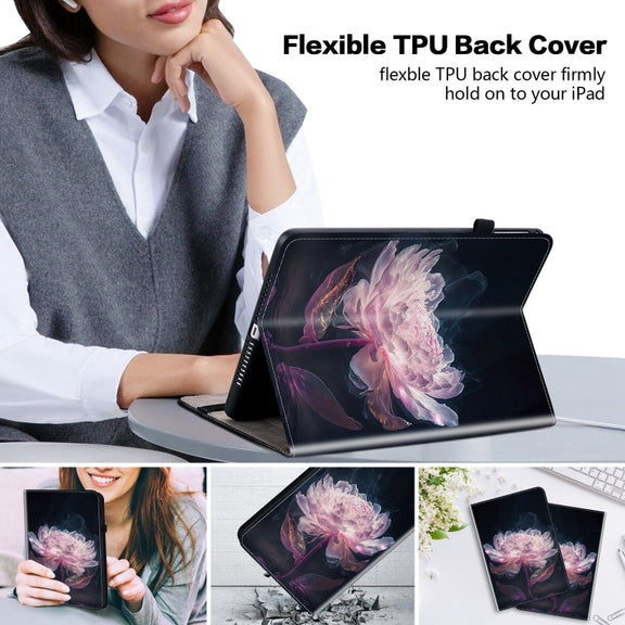 For Lenovo Tab M10 Plus HD 10.6 3rd Gen Crystal Texture Painted Leather Tablet Case(Purple Peony)