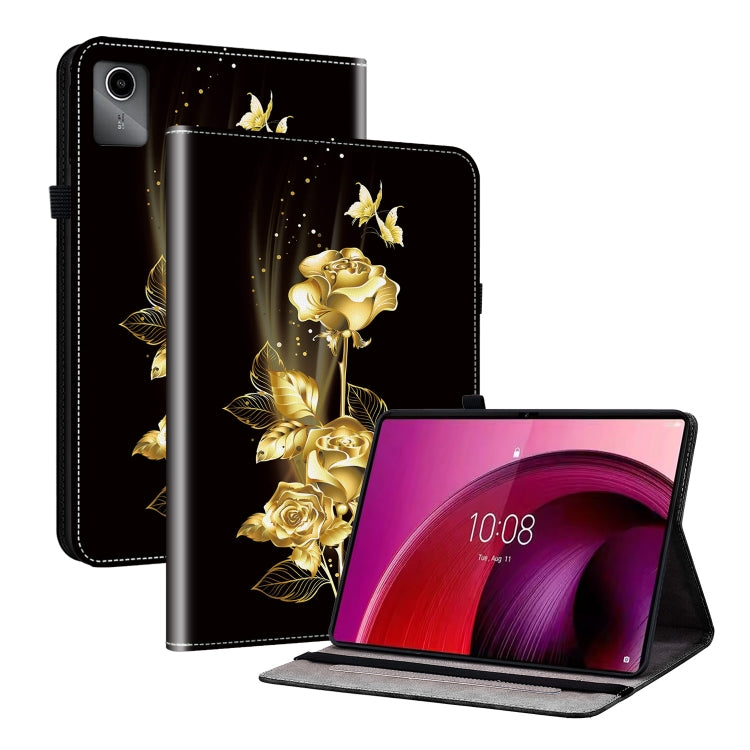 For Lenovo Tab M11/ Xiaoxin Pad 11 2024 Crystal Texture Painted Leather Tablet Case(Gold Butterfly Rose) - Lenovo by PMC TechLife | Online Shopping South Africa | PMC TechLife | Buy Now Pay Later Mobicred
