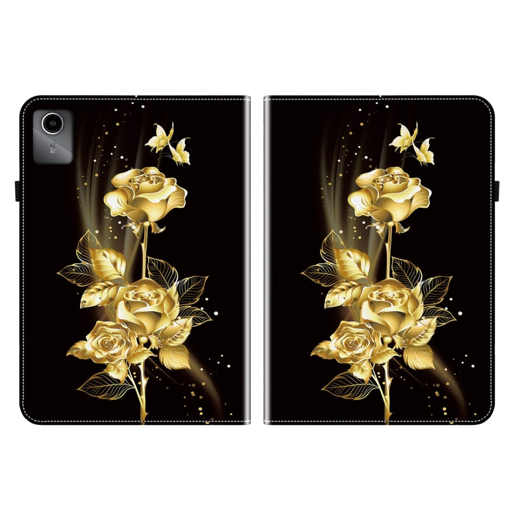 For Lenovo Tab M11/ Xiaoxin Pad 11 2024 Crystal Texture Painted Leather Tablet Case(Gold Butterfly Rose) - Lenovo by PMC TechLife | Online Shopping South Africa | PMC TechLife | Buy Now Pay Later Mobicred