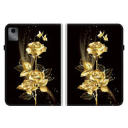 For Lenovo Tab M11/ Xiaoxin Pad 11 2024 Crystal Texture Painted Leather Tablet Case(Gold Butterfly Rose)
