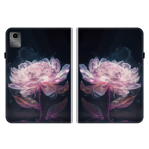 For Lenovo Tab M11/ Xiaoxin Pad 11 2024 Crystal Texture Painted Leather Tablet Case(Purple Peony)
