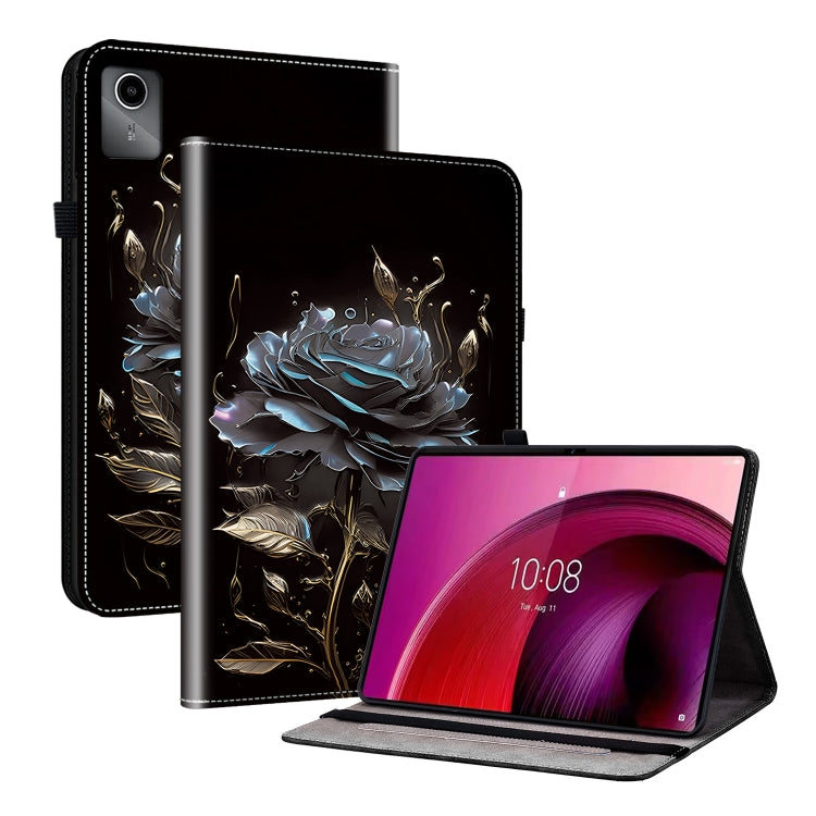 For Lenovo Tab M11/ Xiaoxin Pad 11 2024 Crystal Texture Painted Leather Tablet Case(Black Rose) - Lenovo by PMC TechLife | Online Shopping South Africa | PMC TechLife | Buy Now Pay Later Mobicred