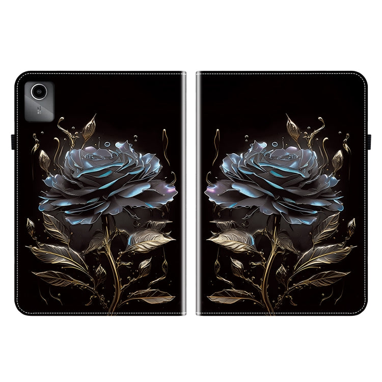 For Lenovo Tab M11/ Xiaoxin Pad 11 2024 Crystal Texture Painted Leather Tablet Case(Black Rose) - Lenovo by PMC TechLife | Online Shopping South Africa | PMC TechLife | Buy Now Pay Later Mobicred