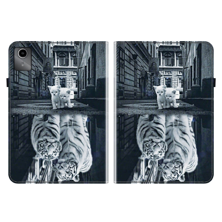 For Lenovo Tab M11/ Xiaoxin Pad 11 2024 Crystal Texture Painted Leather Tablet Case(Cat Reflection Tiger) - Lenovo by PMC TechLife | Online Shopping South Africa | PMC TechLife | Buy Now Pay Later Mobicred
