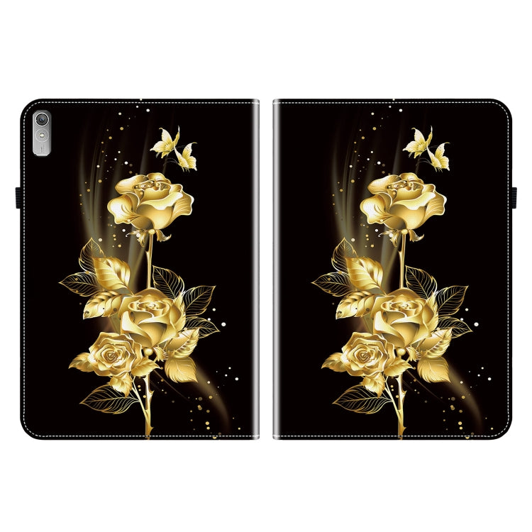 For Lenovo Tab P11 Gen 2 11.5 Crystal Texture Painted Leather Tablet Case(Gold Butterfly Rose) - Lenovo by PMC TechLife | Online Shopping South Africa | PMC TechLife | Buy Now Pay Later Mobicred