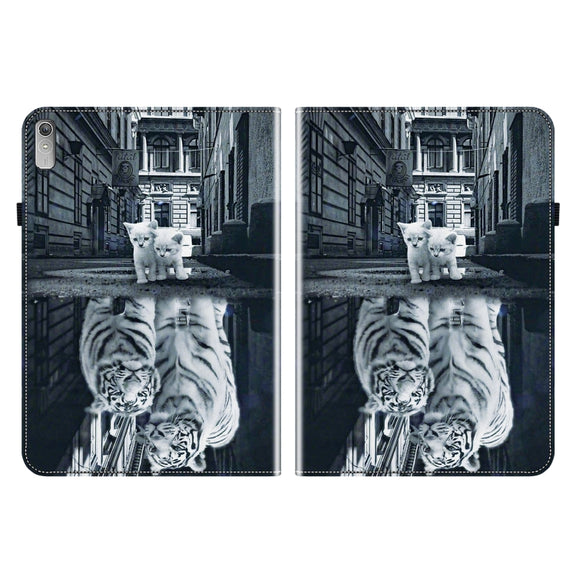 For Lenovo Tab P11 Gen 2 11.5 Crystal Texture Painted Leather Tablet Case(Cat Reflection Tiger)