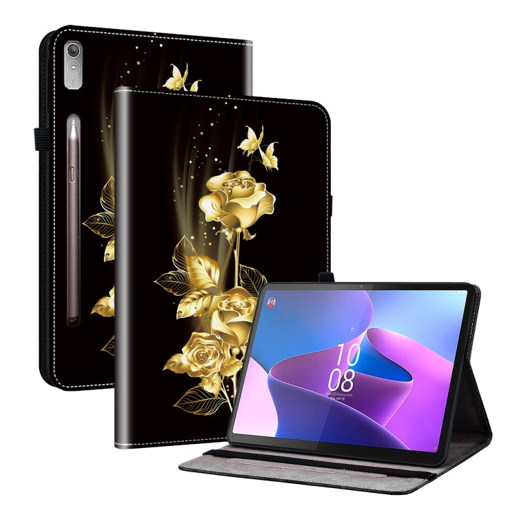 For Lenovo Tab P11 Pro Gen 2 11.2 Crystal Texture Painted Leather Tablet Case(Gold Butterfly Rose) - Lenovo by PMC TechLife | Online Shopping South Africa | PMC TechLife | Buy Now Pay Later Mobicred