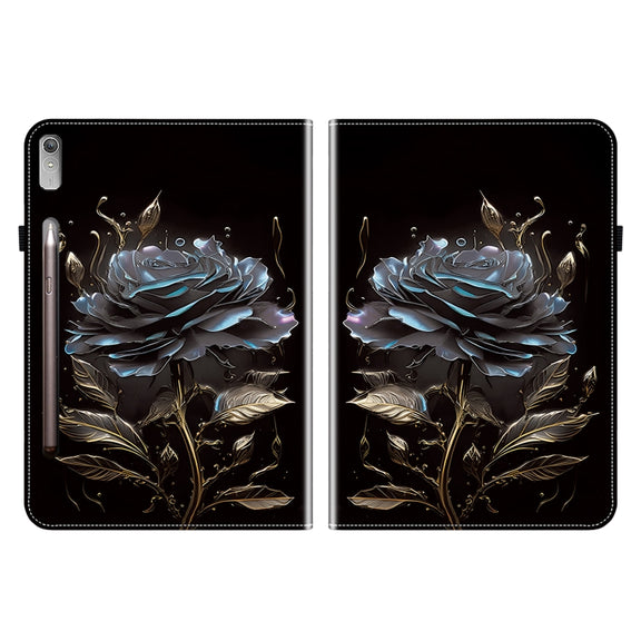For Lenovo Tab P11 Pro Gen 2 11.2 Crystal Texture Painted Leather Tablet Case(Black Rose)