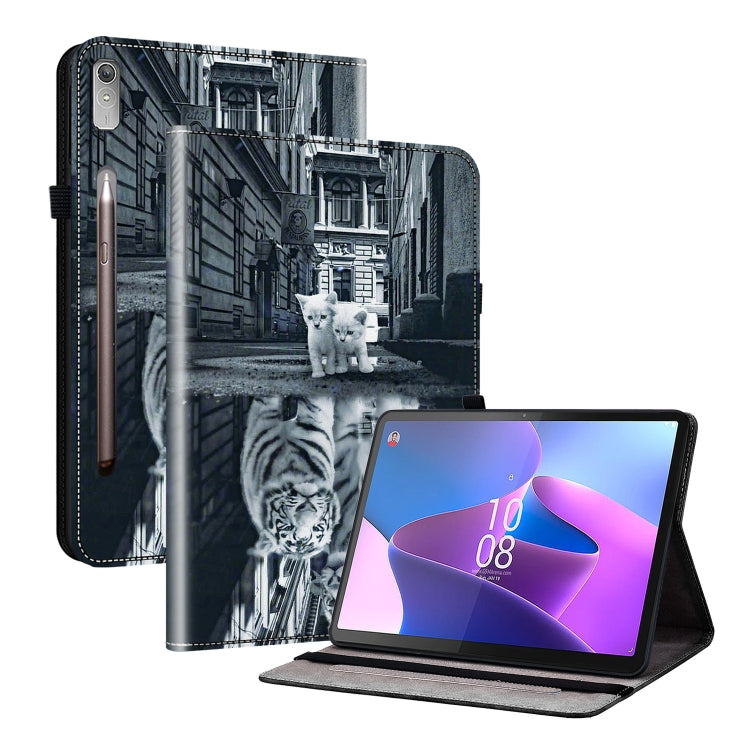 For Lenovo Tab P11 Pro Gen 2 11.2 Crystal Texture Painted Leather Tablet Case(Cat Reflection Tiger) - Lenovo by PMC TechLife | Online Shopping South Africa | PMC TechLife | Buy Now Pay Later Mobicred