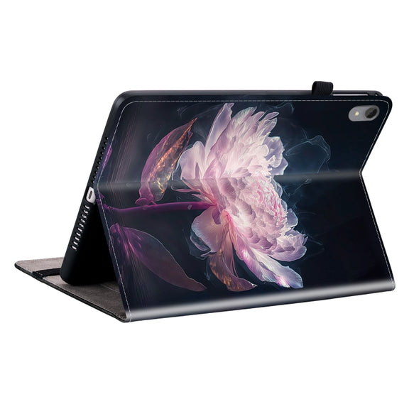 For Lenovo Tab P11 / Xiaoxin Pad Plus Crystal Texture Painted Leather Tablet Case(Purple Peony)