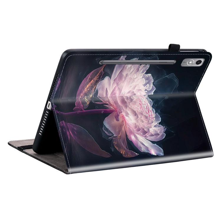 For Lenovo Tab P12 12.7 Crystal Texture Painted Leather Tablet Case(Purple Peony)