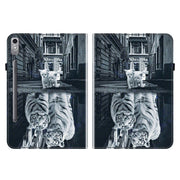 For Lenovo Tab P12 12.7 Crystal Texture Painted Leather Tablet Case(Cat Reflection Tiger)