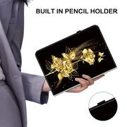 For Lenovo Tab K11 Plus Crystal Texture Painted Leather Tablet Case(Gold Butterfly Rose)