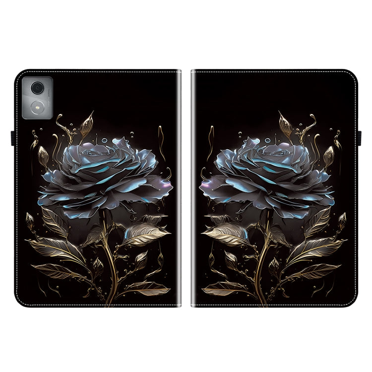 For Lenovo Tab K11 Plus Crystal Texture Painted Leather Tablet Case(Black Rose) - Lenovo by PMC TechLife | Online Shopping South Africa | PMC TechLife | Buy Now Pay Later Mobicred