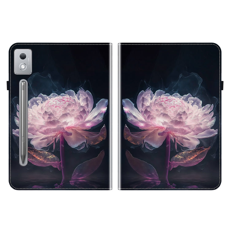 For Lenovo Tab P12 12.7 2025 Crystal Texture Painted Leather Tablet Case(Purple Peony)