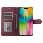 For iPhone 16 Diamond Lattice Leather Flip Phone Case(Wine Red)