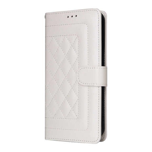 For iPhone 16 Pro Max Diamond Lattice Leather Flip Phone Case(White)